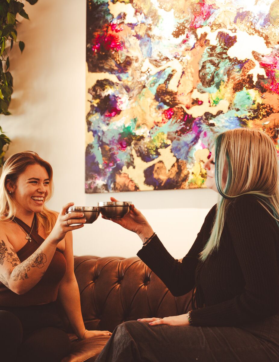 Guests in a cafe lounge, hospitality lifestyle content